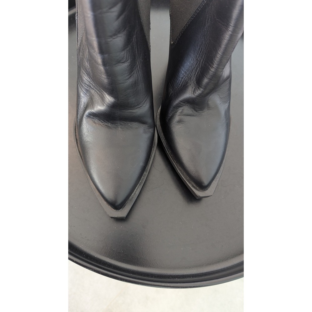 Diesel Cubist Rock Cyclamine Black Leather Pointed Toe Ankle Boots‎ Size 38 - Picture 3 of 8